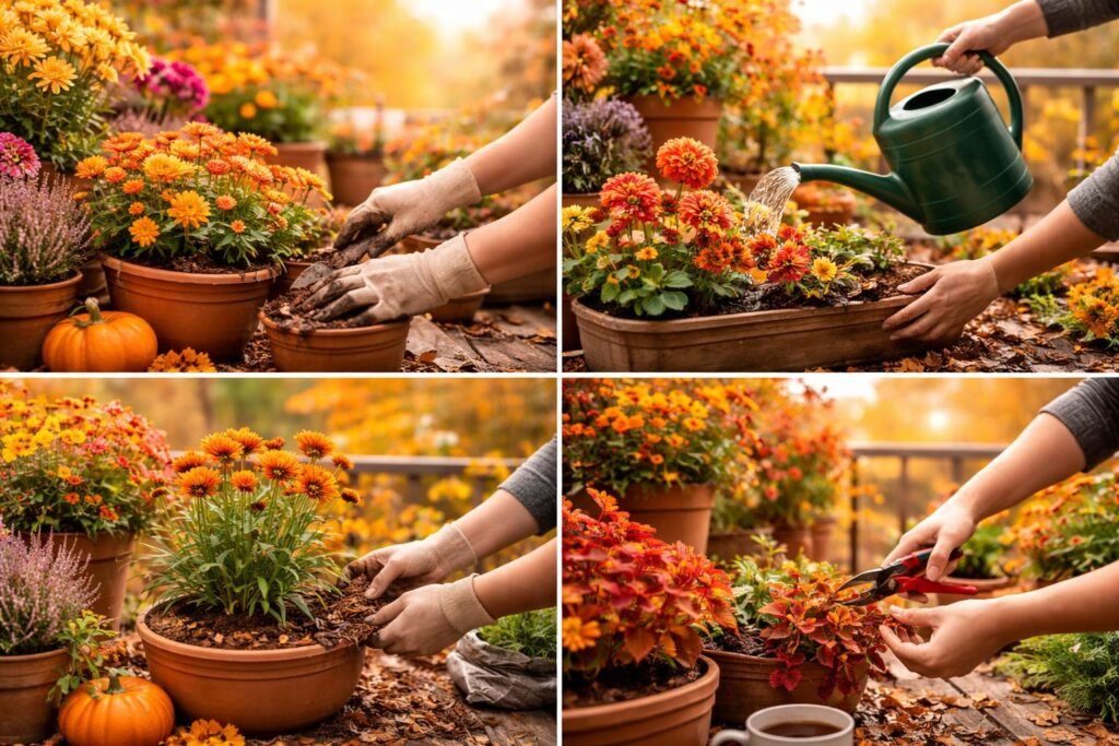 Őszi virágok ültetése lépésről lépésre kertben, erkélyen és a teraszon