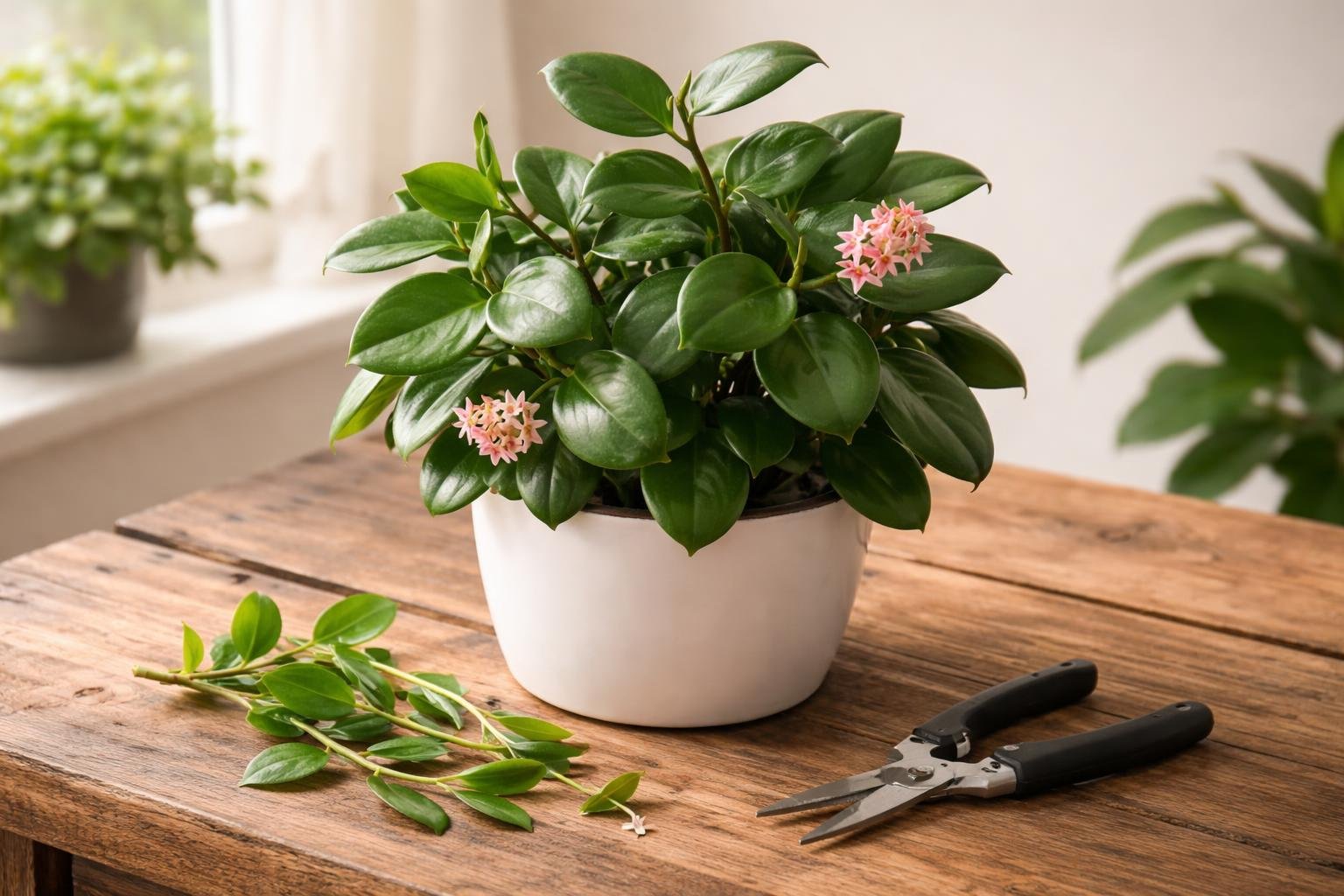 - Fényes levelek, illatos virágok és kompakt növény: húsos viaszvirág metszése