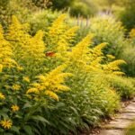 - Kanadai aranyvessző: vonzza méheket és lepkéket, dekoratív, természetközeli, gondozást igényel.