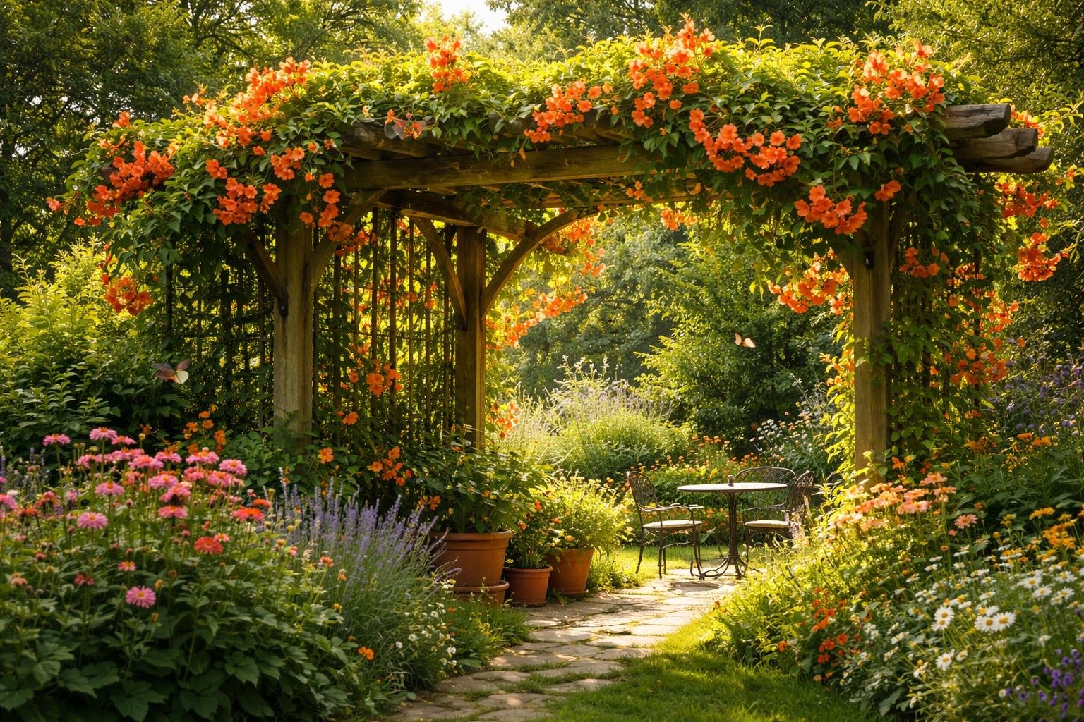 - Trombitafolyondár gyors növekedésű, nyáron narancsos trombitákkal díszít, vonzza beporzókat kertben