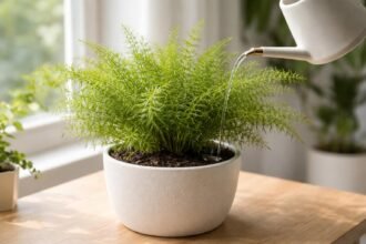 - Aszparágusz öntözése mérsékelt; gyökérzetét megóvja a kiszáradástól és a pangó víztől.