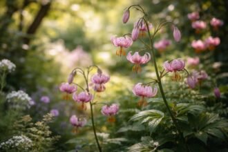- Turbánliliom ültetése árnyékos keretekben hosszú, szép virágzást biztosít minden évben.