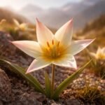 Türkesztáni tulipán virágzó kertben, napfényre épülő igények vizuálisan is kellemes érzetet ad