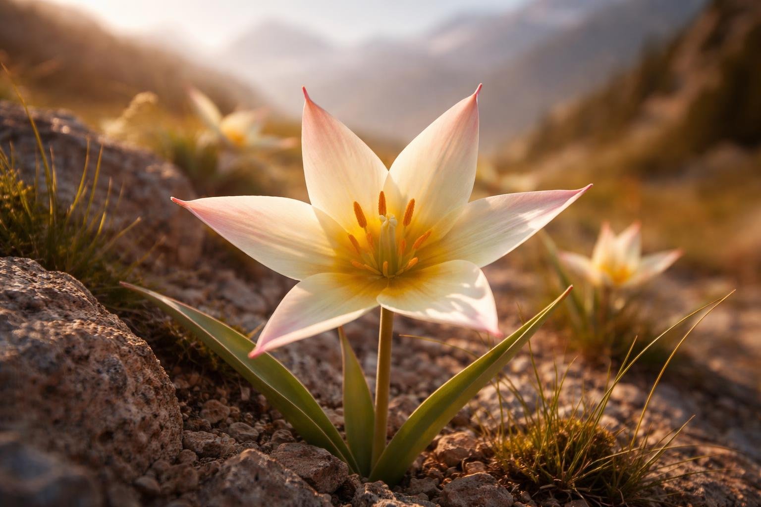 Türkesztáni tulipán virágzó kertben, napfényre épülő igények vizuálisan is kellemes érzetet ad