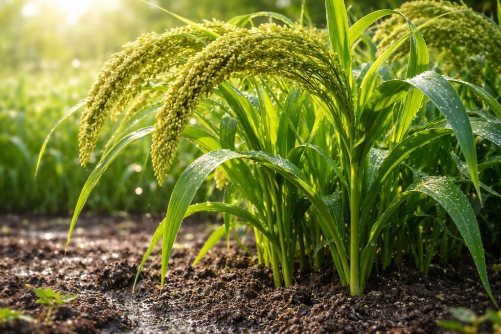 • Fényt, talajt és vizet igénylő vesszős köles a sikeres gondozás alapja.