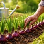 - Látványos vöröshagyma fejek egészséges talajból, optimális öntözésből és gondos védelemből
