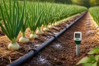 Vöröshagyma öntözési igényei: kiegyensúlyozott vízellátás a hozamért, beltartalomért és minőségért.
