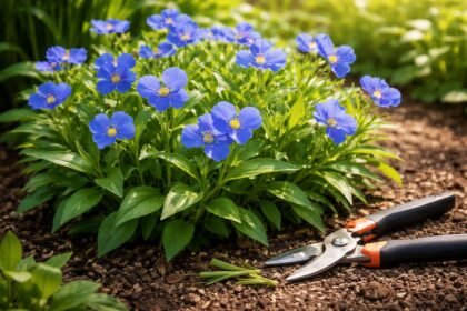 - Kíméletes metszés, rendszeres visszavágás: hosszú, bőséges virágzás az azúrkék kommelínánál