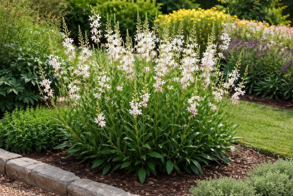 - Színpompás ágyásban mutatkozó évelő díszgyertya, részletesen bemutatva igényeit és ültetését.