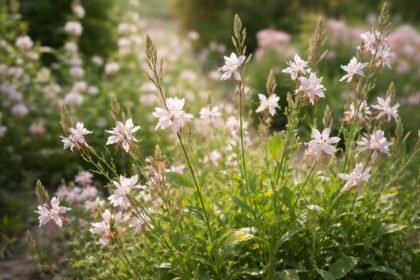 Évelő díszgyertya Gaura lindheimeri egészségi állapotának vizsgálata kártevőkkel a kertben
