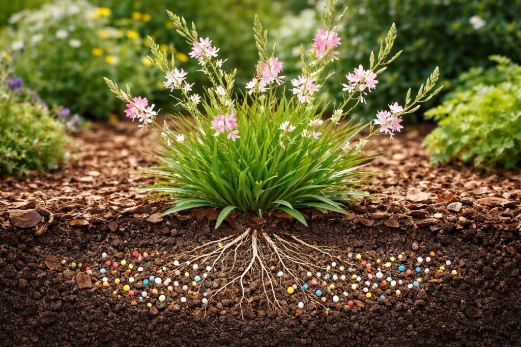 Évelő díszgyertya levelei és gyökerei, a tápanyagigény és trágyázás bemutatása.