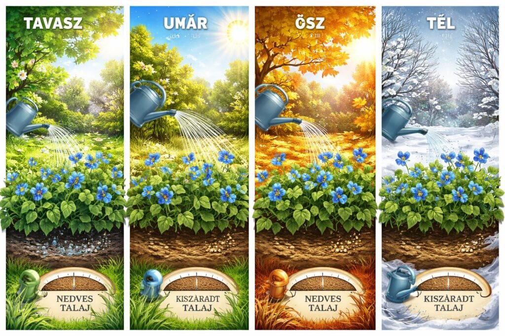 - Azúrkék kommelína öntözési igénye évszakonként: mennyiség, gyakoriság és időzítés a növény megfelelő egészsége szempontjából.