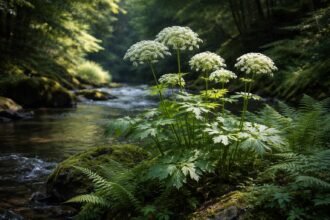 Zöld növény részletes látványa: az orvosi angyalgyökér fényigényét bemutató fotó.