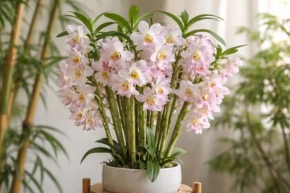 - Bambusz orchidea Dendrobium nobile hosszú virágzással és otthoni egyszerű gondozással.