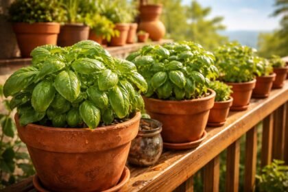 - Bazsalikom konténerben könnyen termeszthető, kis erkélyen is bő illat és íz.