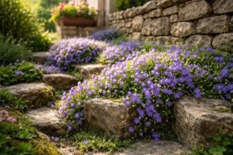 - Fedezze fel a Dalmát Harangvirág alacsony növésű, sűrű takaró virágzást.
