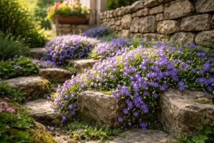 - Fedezze fel a Dalmát Harangvirág alacsony növésű, sűrű takaró virágzást.