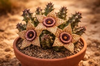 - Dögkaktusz: lenyűgöző csillag alakú virágok és rothadó hús illat vonzza a beporzókat.