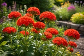 - Égőszerelem virágai 3-5 cm átmérőjűek, vonzzák a beporzókat a kertbe.