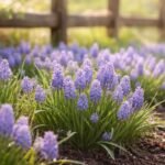 - Epergyöngyike (Muscari botryoides): kora tavaszi hagymás növény, ellenálló, kevés gondozást igényel.