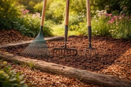 - Gereblye kiválasztása kulcs a talaj előkészítéséhez és levelek rendezéséhez, kerti munka.