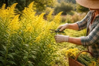 - A kanadai aranyvessző gyorsan terjed, ezért a metszés fontos a kerti környezetben.