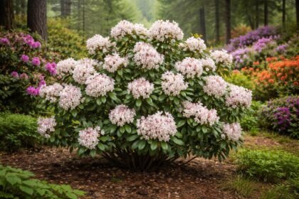 - Hegyi babér savanyú talajban díszítő örökzöld, látványos virágzás és bőrszerű levelek.