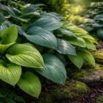 - Tojásdadlevelű árnyliliom, árnyékos területen is egész szezonban dús lombozattal rendelkezik.