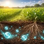 Növények nitrogénműtrágyával kezelt talajban növekedésének megfigyelése érzékelhető zöld szín és levelek vastagodása, optimális kijuttatás jelzése