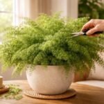 -Tűlevelő aszparágusz: a metszés segíti a dús, egészséges lombot otthon.