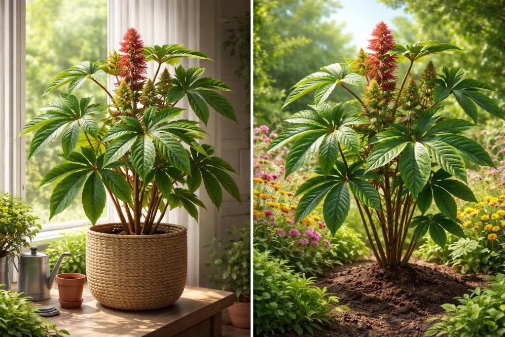 Ideális hely a lakásban és a kertben ricinusnak