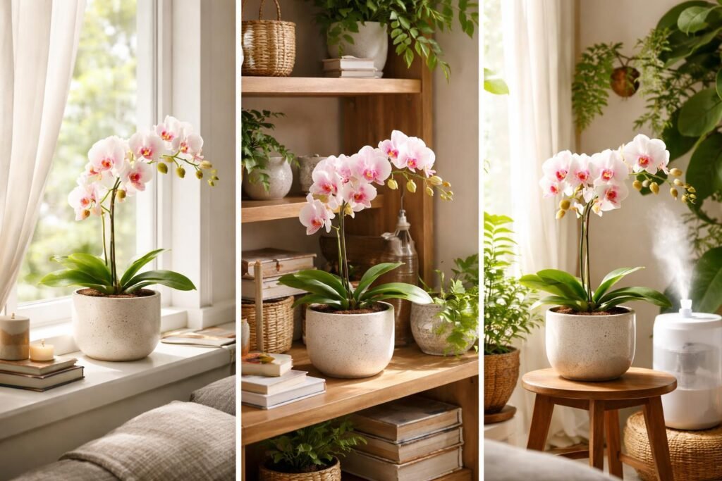 Ideális hely kiválasztása a karácsonyi orchideának