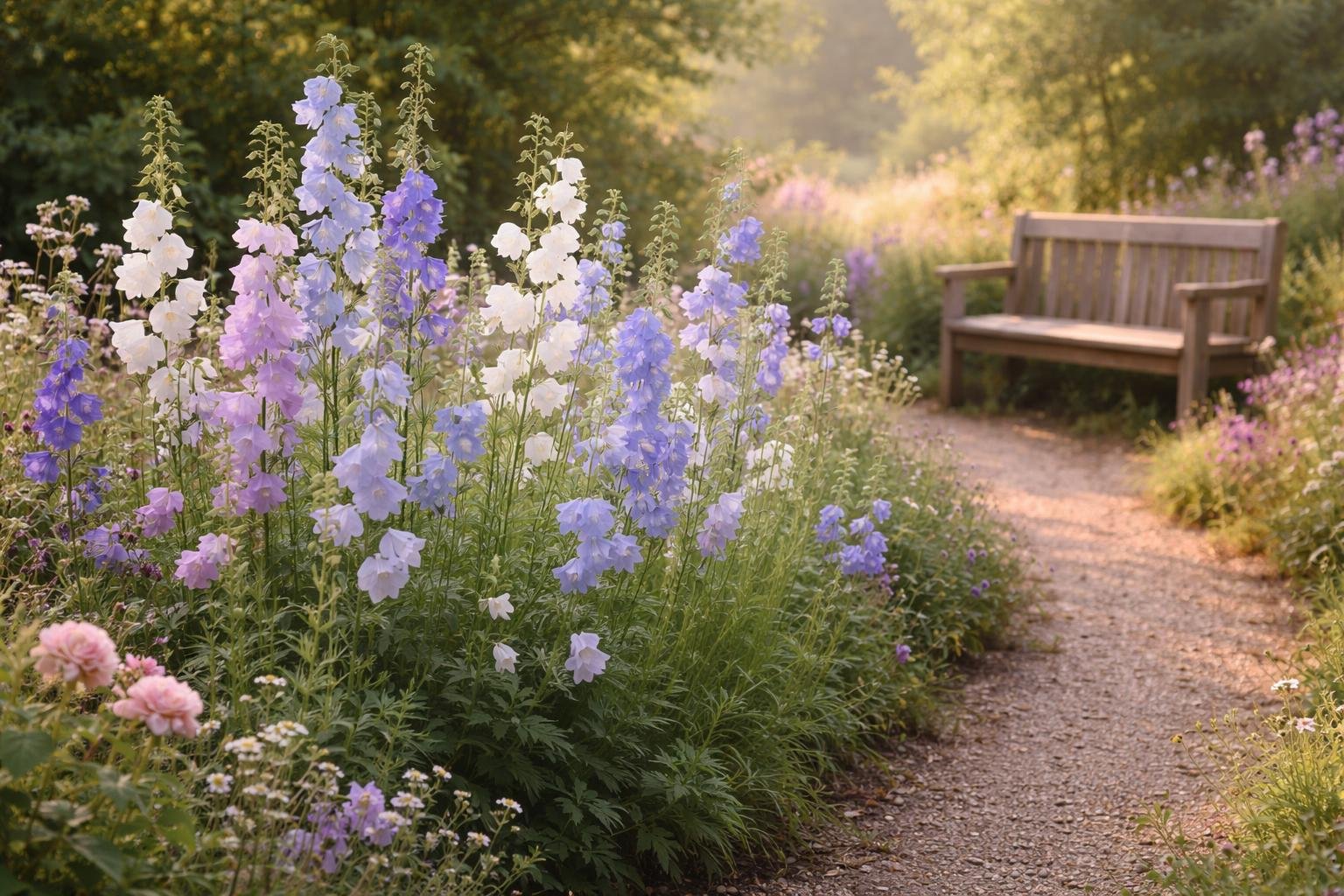 • Kányaharangvirág: élénk harangvirágai június–augusztusban virágoznak, napos hely és jó vízelvezetés szükséges.