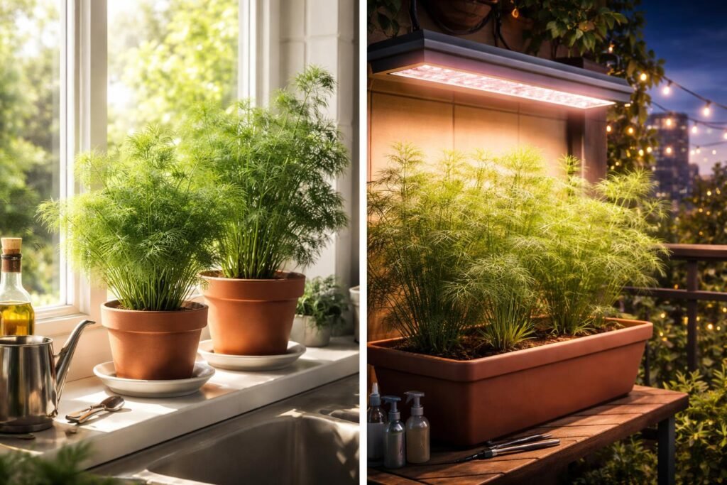 Kapor nevelése ablakban és erkélyen: fénytípusok