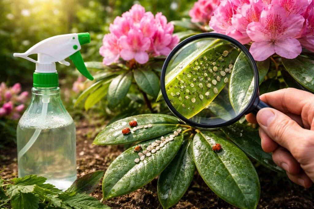 Kártevők a rhododendronon: azonosítás és irtás