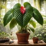 - Király Flamingóvirág: mérsékelt fény, magas páratartalom és rendszeres öntözés szükséges.