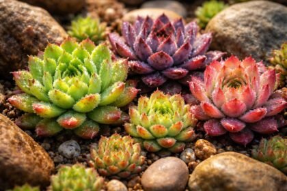 - Kövirózsa Sempervivum: rendkívül ellenálló, alacsony vízigényű, klímatűrő pozsgás növény, kertbe ideális.
