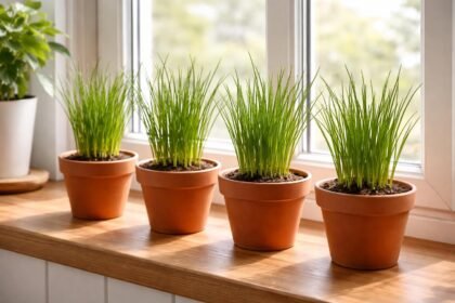 - Metélőhagyma az ablakban gyorsan nő, kevés gondozás mellett friss leveleket ad.