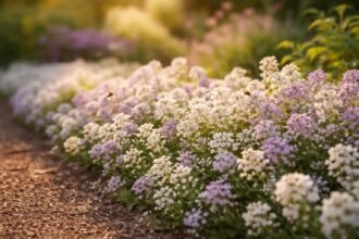 - Mézvirág: illatos, tömött virágfelhőket ad, és méheknek kiváló nyári táplálék.