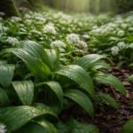 - Medvehagyma levelei a tavaszi erdőben, antibakteriális és emésztést segítő tulajdonsággal.