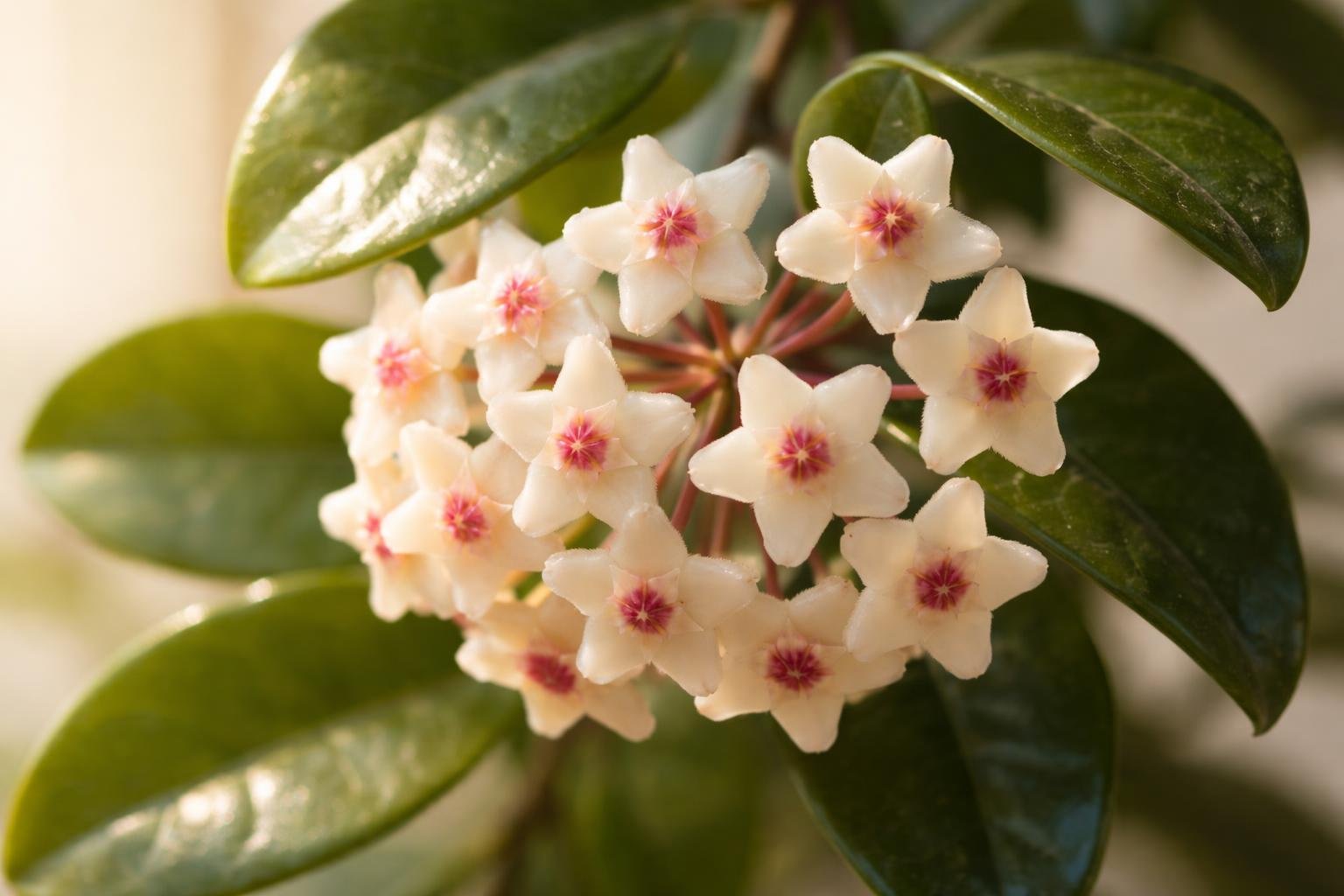 - Viaszvirág virágzásának titka: elegendő fény, hőmérséklet, egyenletes öntözés és nyugalom.