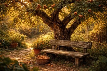 Mispel naspolya fa részleteket mutató kertészeti ábra a fajtákról, gondozásról és teleltetésről