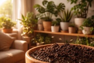 - Muslica a lakásban gyakran szobanövények talajában szaporodik, és növények gyökereit károsítja.