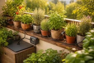 - Okos öntözési balkonmegoldások: részben automatizált rendszerek 30-50% kevesebb vízpazarlást eredményeznek.