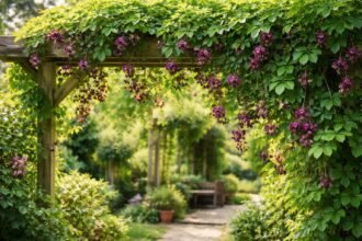 - Az ötlevelű akébia gyors növekedése miatt pergolák dísze lehet hosszú időn át.