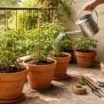 Paradicsompalánták laza közegben, minimális gondozással, természetes fény és kevesebb permetezés