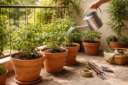 Paradicsompalánták laza közegben, minimális gondozással, természetes fény és kevesebb permetezés