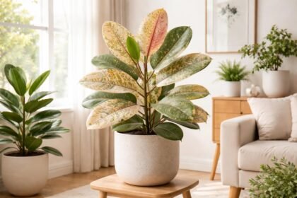 - Pöttyös szobafikusz: mintás levelei vonzzák a figyelmet, de fényigénye közepes.