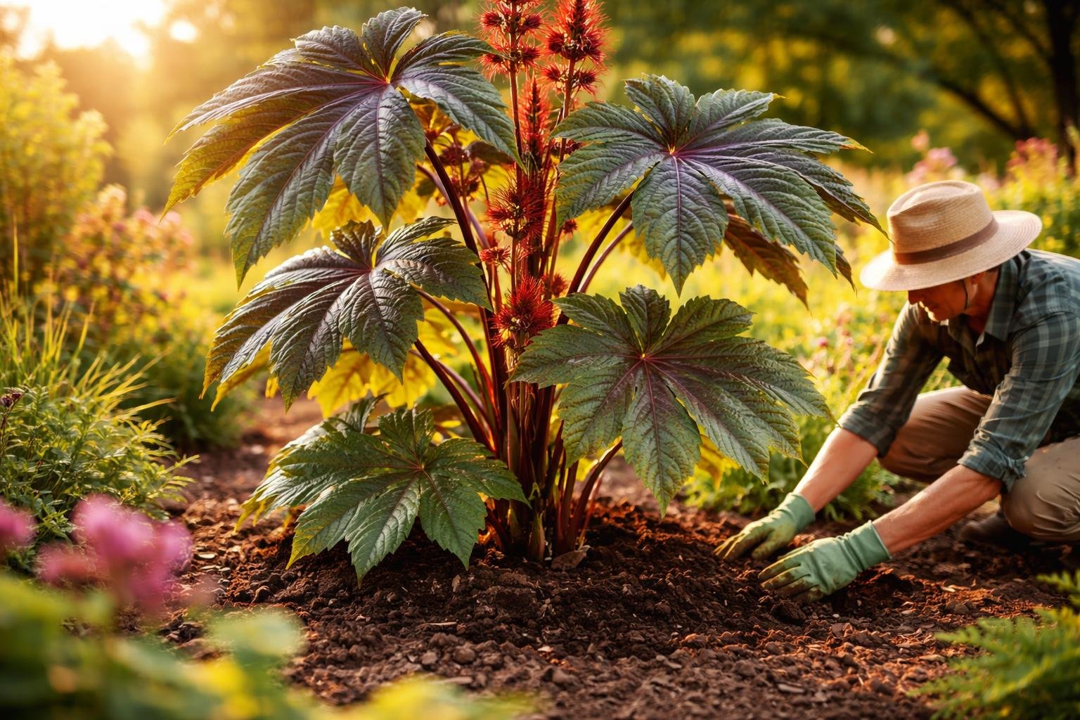 - Ricinus növény: minden része mérgező, azonban látványos lombja és nevelési tippek adhatók.