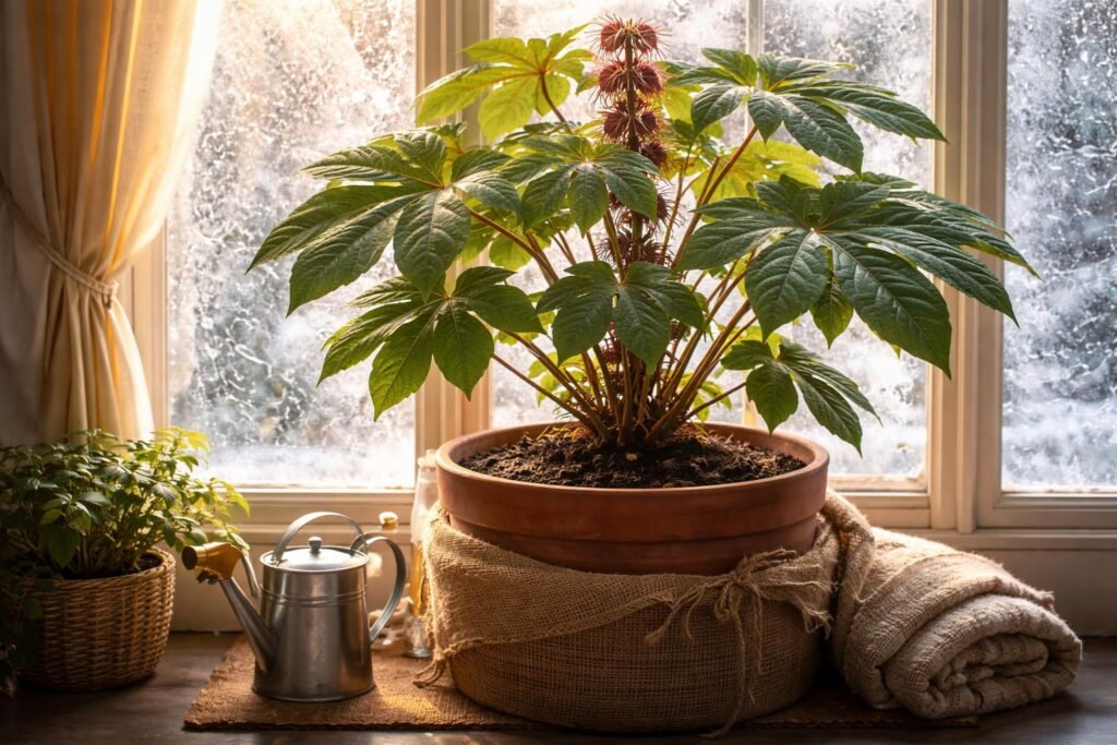 Ricinus védelme hidegben: hely, talaj, öntözés